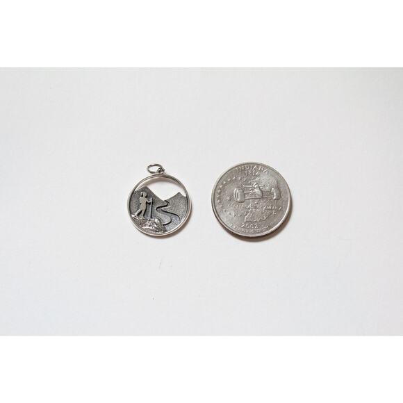 Sterling Silver Hiking Girl Charm, Sterling Silver Hiking Girl Pendant - Picture 5 of 5